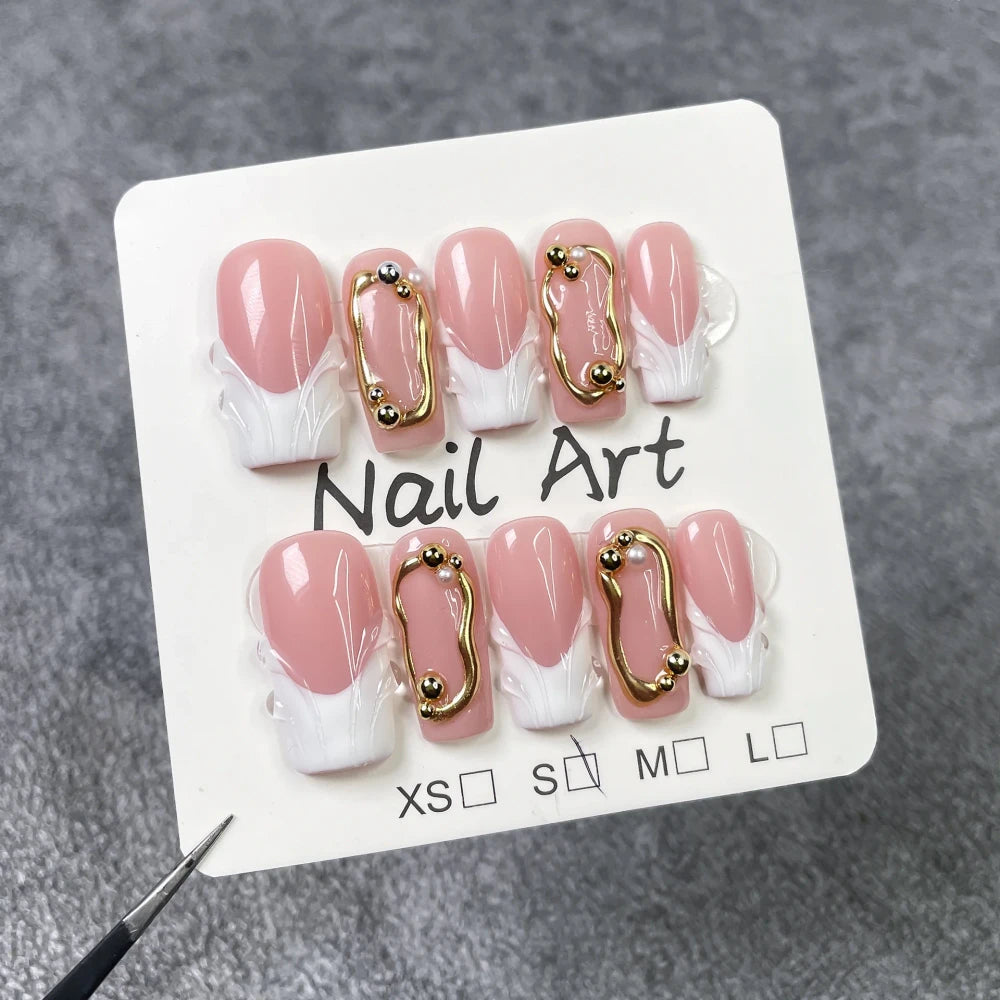 Handmade 3D Floral Press-On Nails