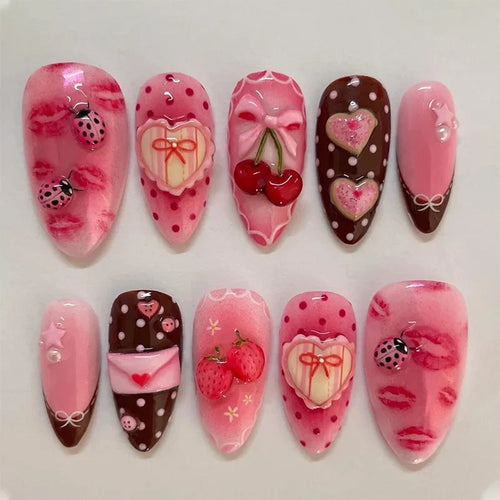 Floral Almond Press-On Nails