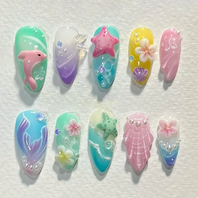 Floral Almond Press-On Nails